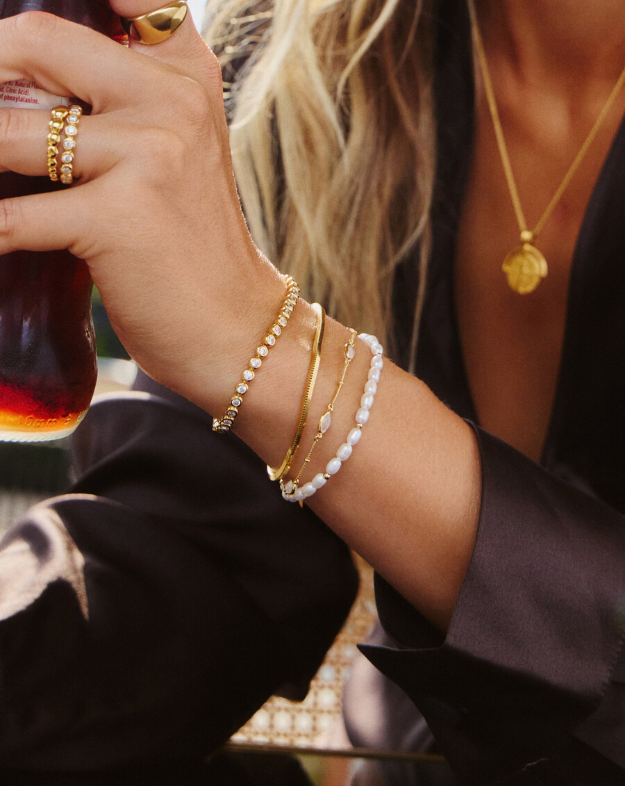 pulsera de perlas de semillas - chapado en oro de 18 kperla