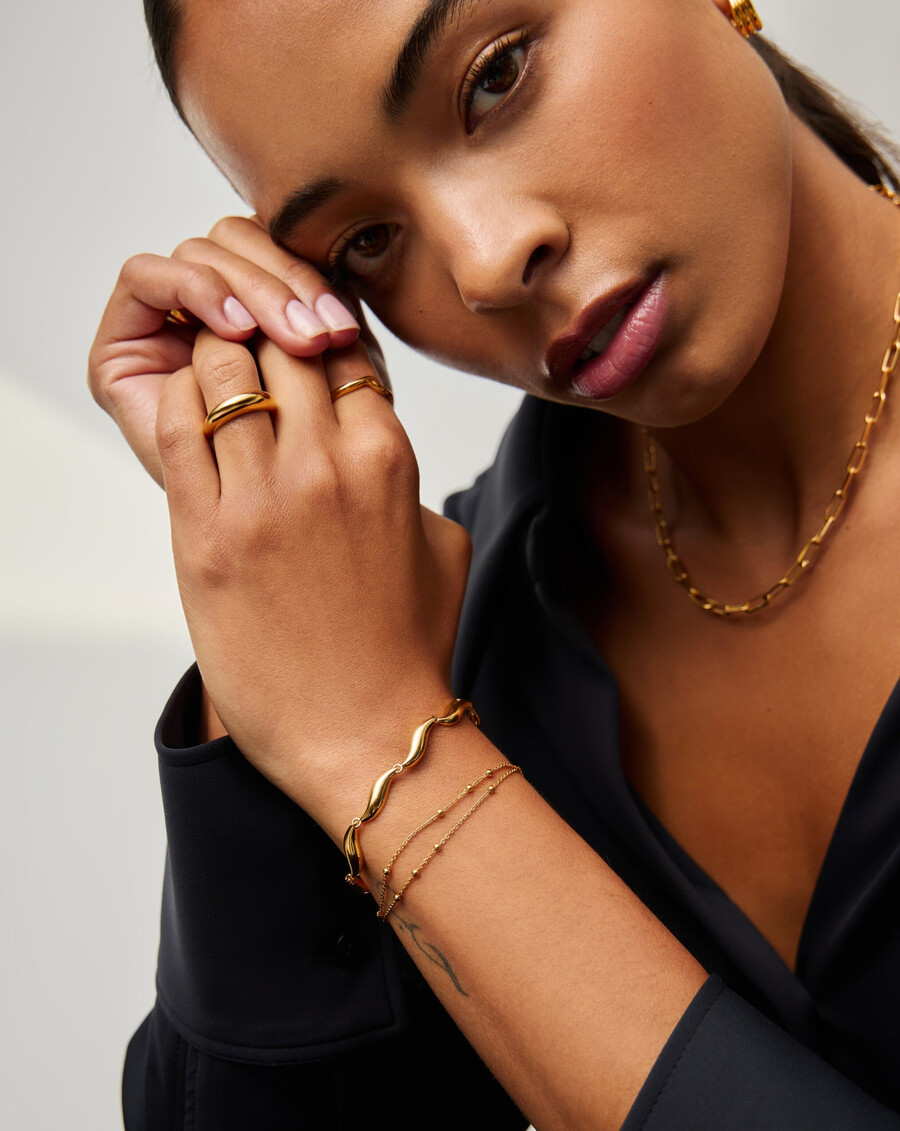 pulsera de cadena de eslabones savi signature - oro