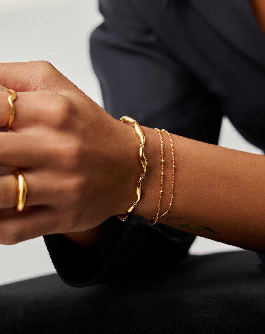 pulsera de cadena de eslabones savi signature - oro