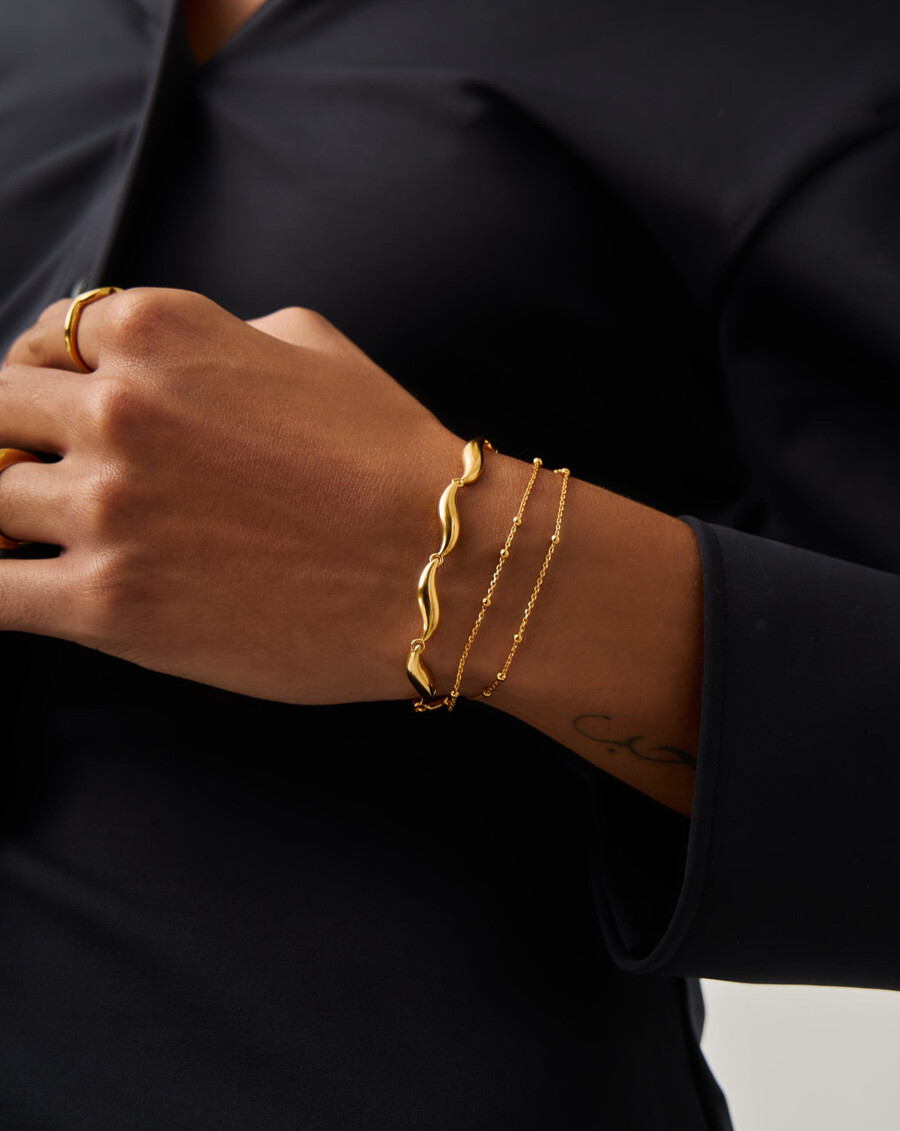 pulsera de cadena de eslabones savi signature - oro