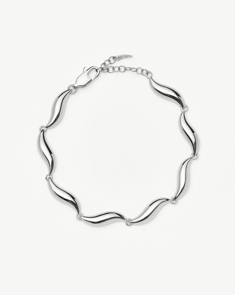 pulsera de cadena de eslabones con la firma savi - plata