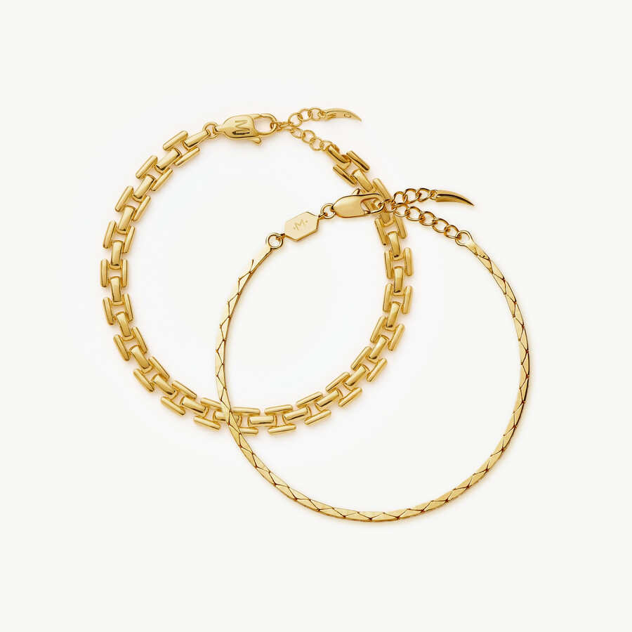 conjunto de reloj y pulsera de cadena de serpiente cobra - oro