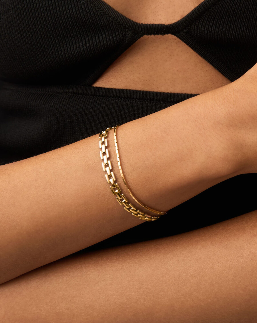 conjunto de reloj y pulsera de cadena de serpiente cobra - oro
