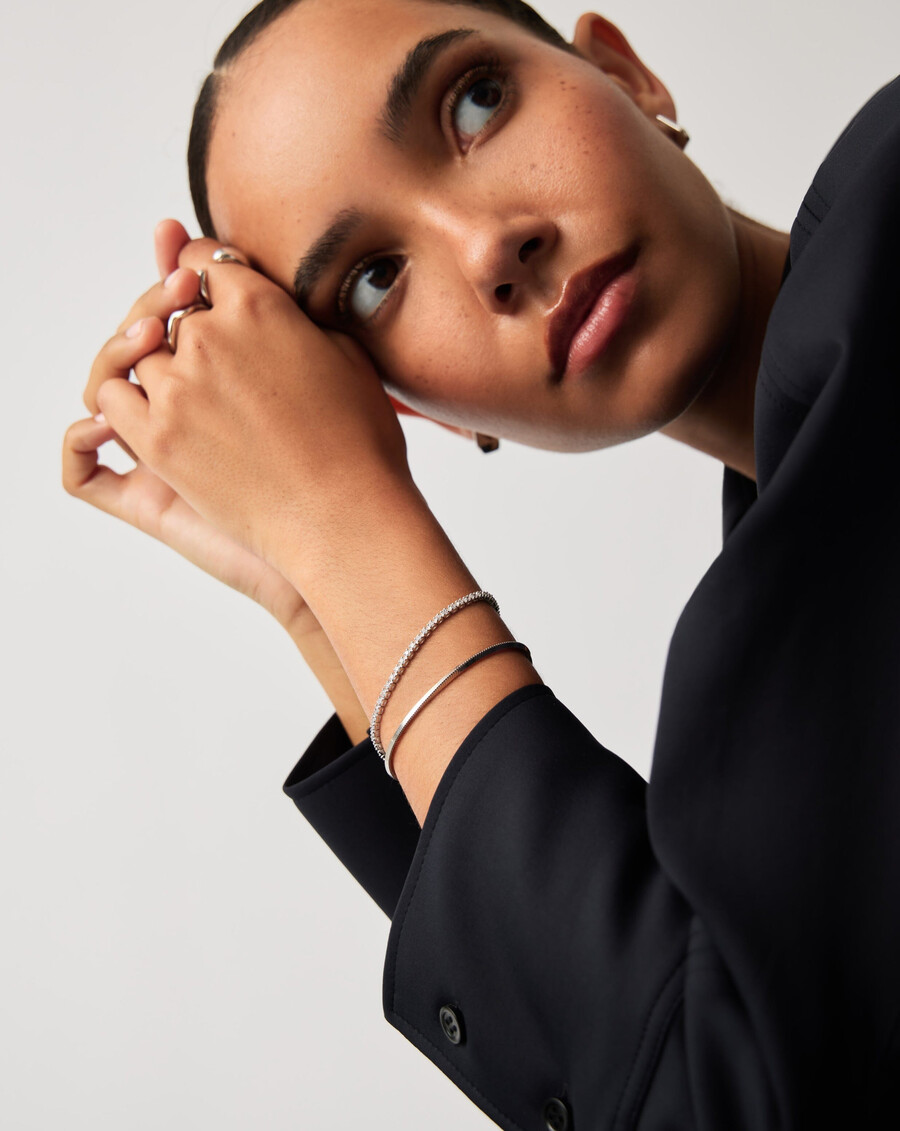 conjunto de pulsera clásica de tenis y cadena de serpiente - plata de ley