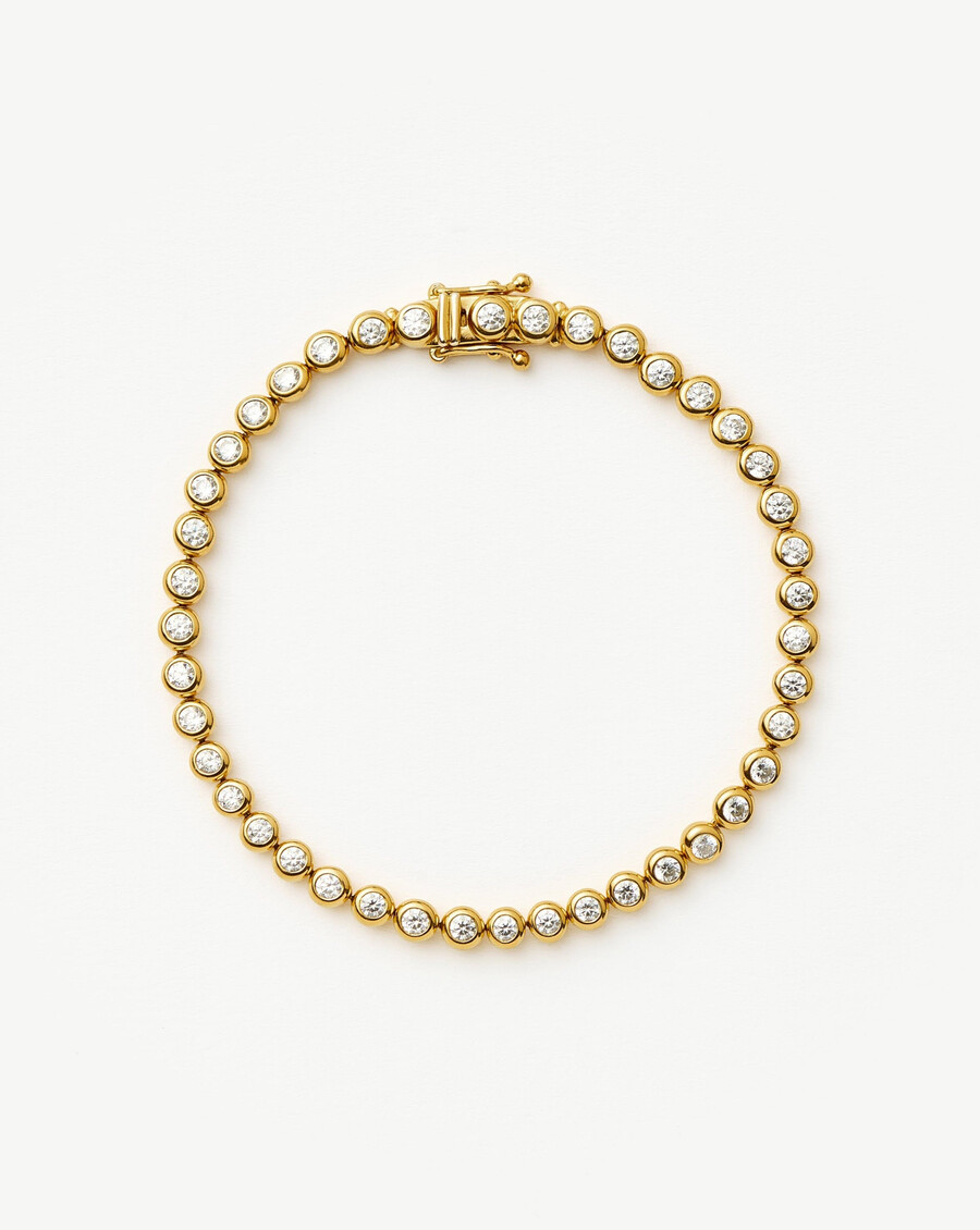 pulsera redonda de tenis - oro vermeil de 18 quilates con circonitas cúbicas