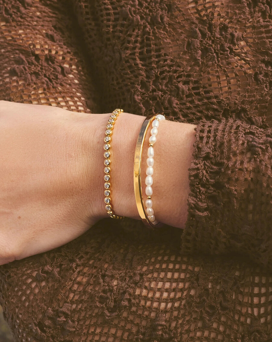 pulsera redonda de tenis - oro vermeil de 18 quilates con circonitas cúbicas