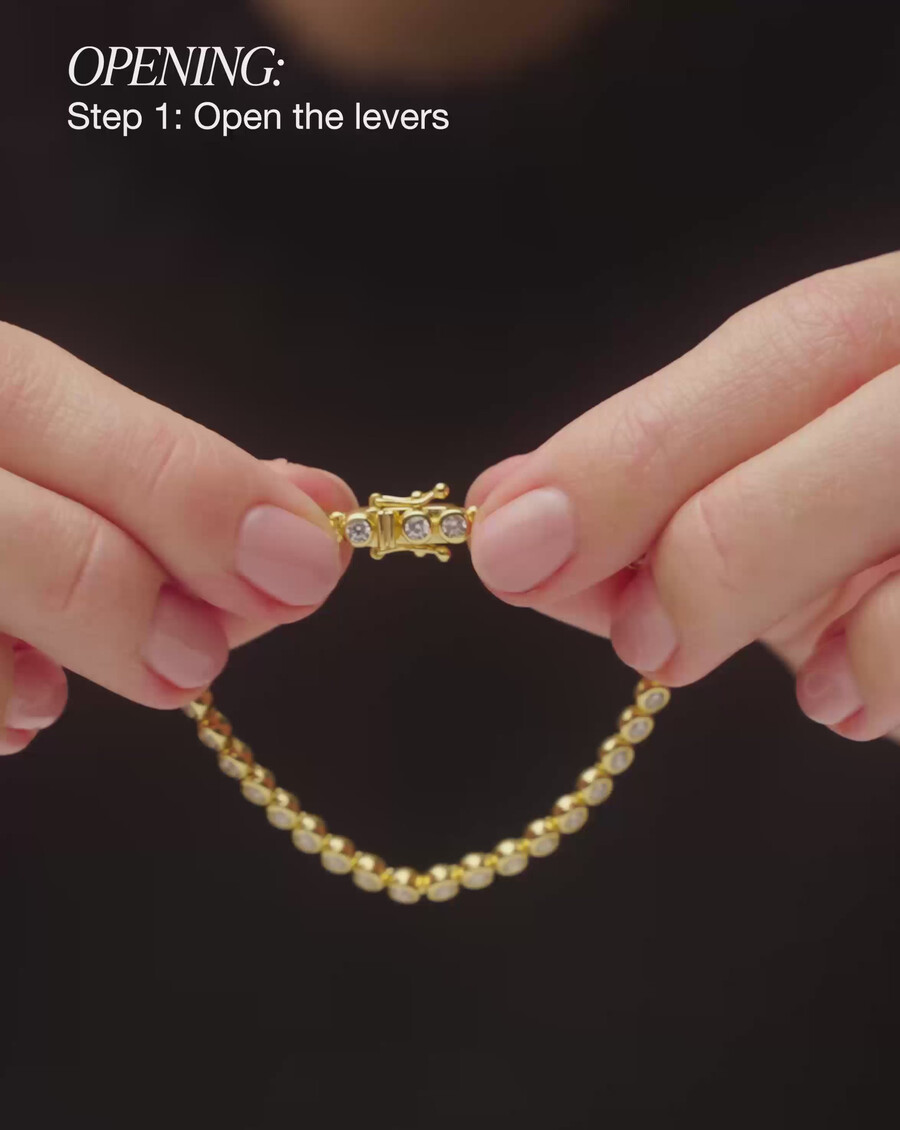 pulsera redonda de tenis - oro vermeil de 18 quilates con circonitas cúbicas