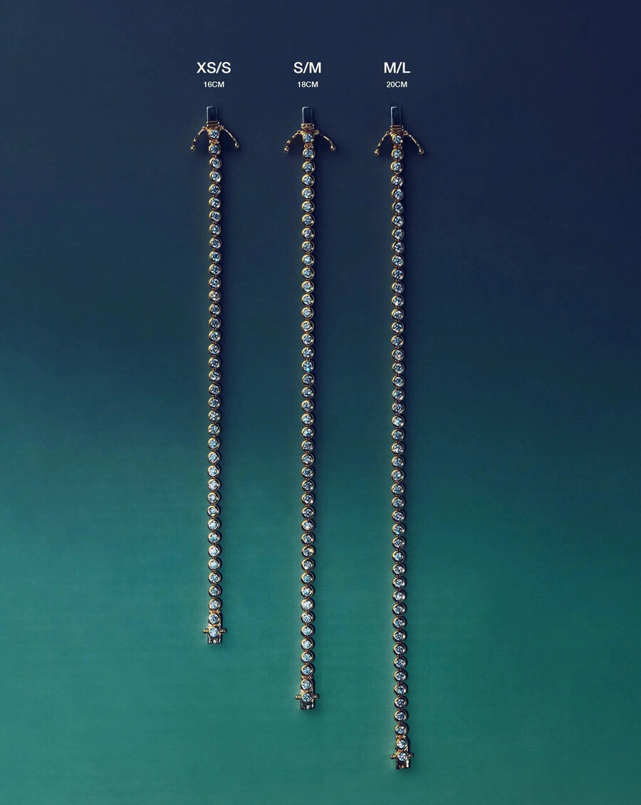 pulsera redonda de tenis - oro vermeil de 18 quilates con circonitas cúbicas