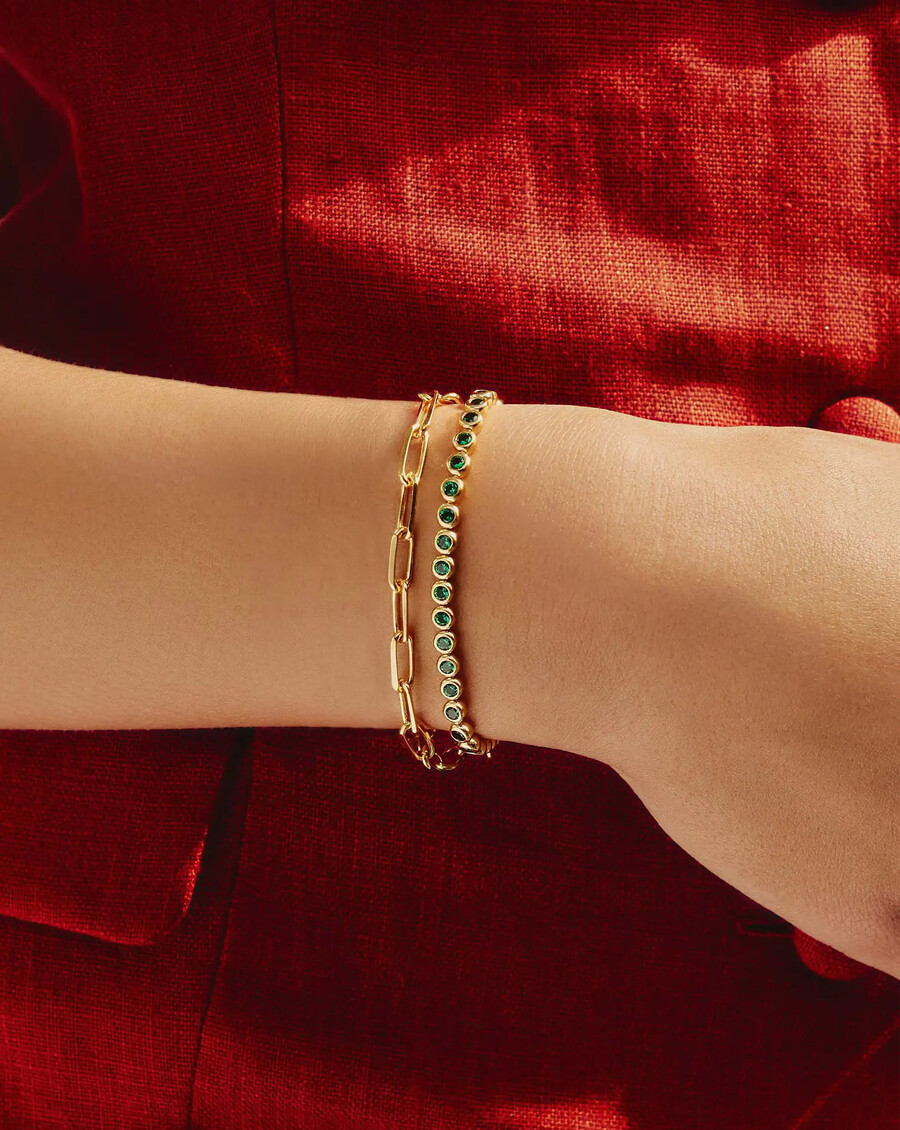 pulsera redonda de tenis - oroverde