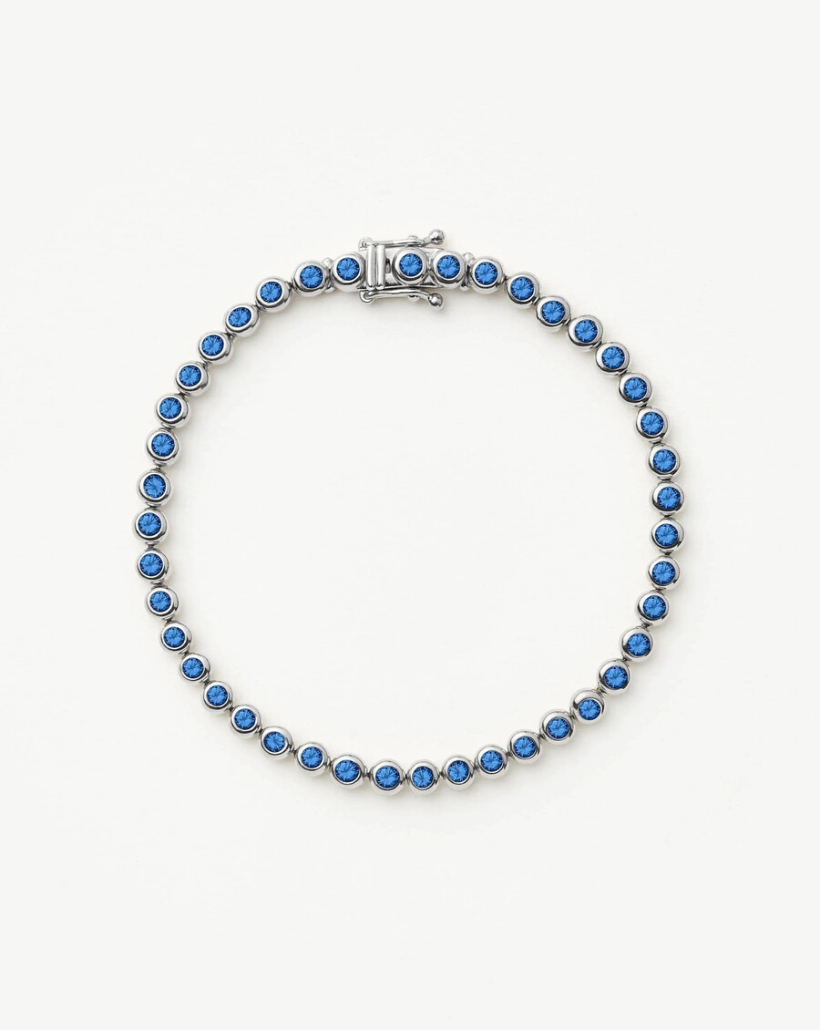 pulsera de tenis redonda - plataazul