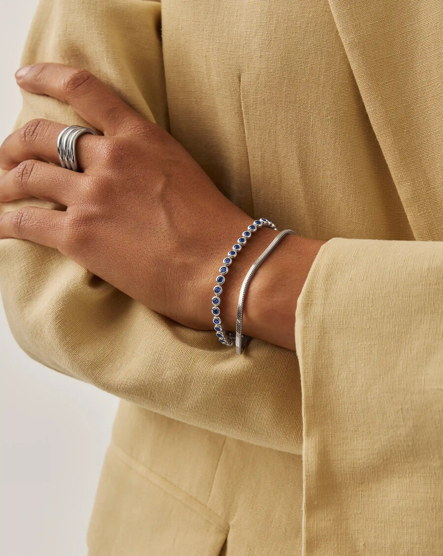 pulsera de tenis redonda - plataazul