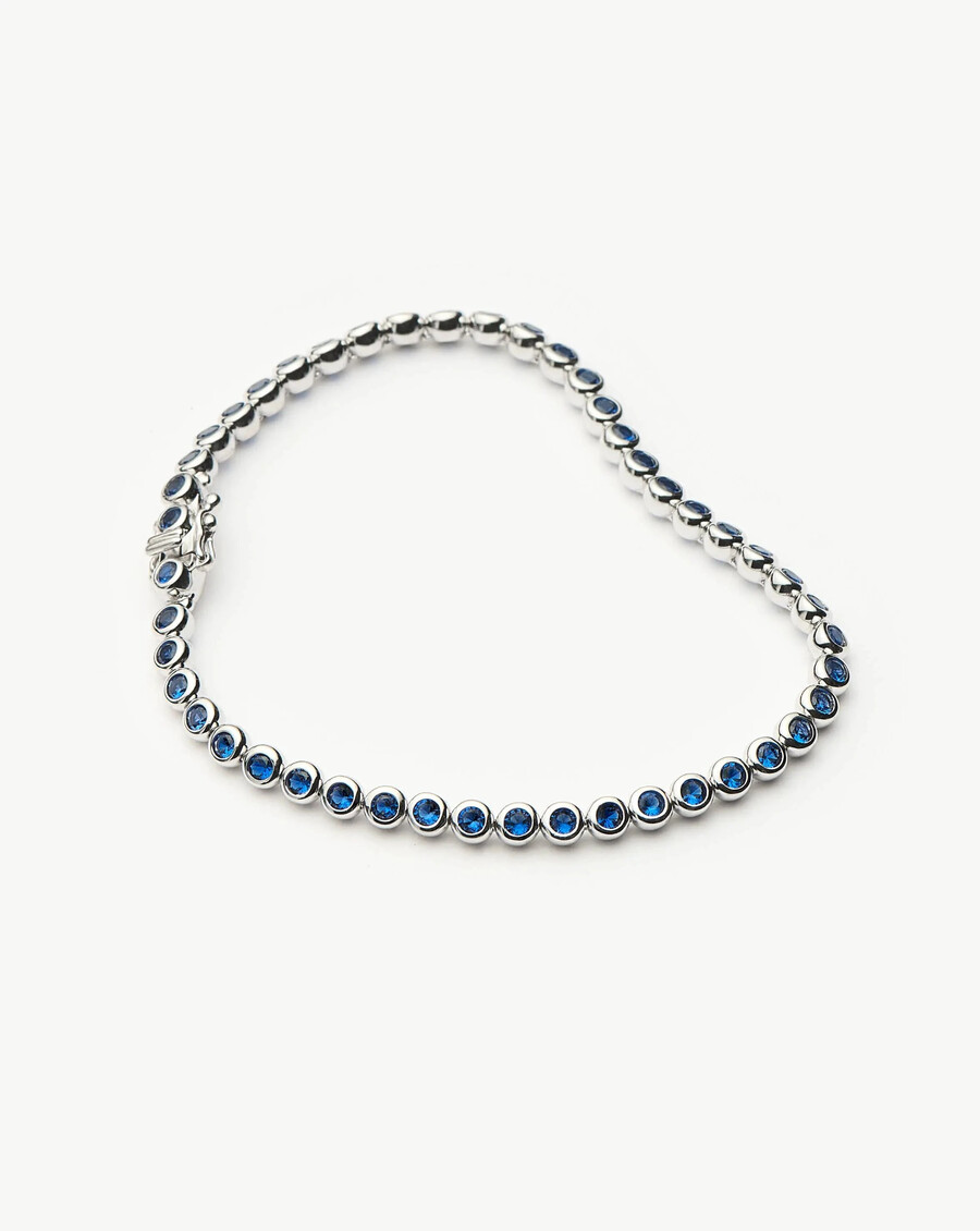 pulsera de tenis redonda - plataazul
