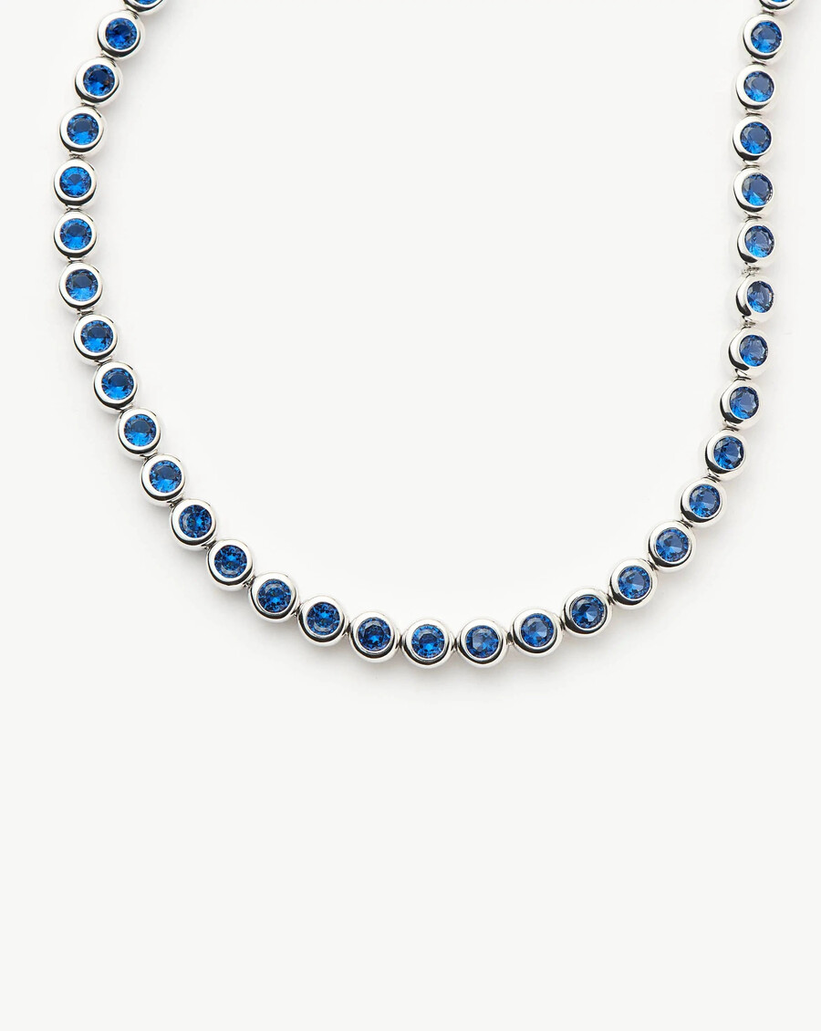 pulsera de tenis redonda - plataazul