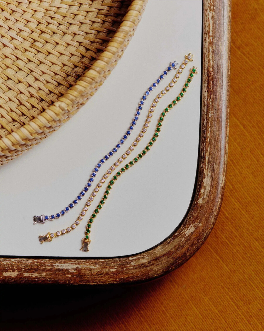 pulsera de tenis redonda - plataazul