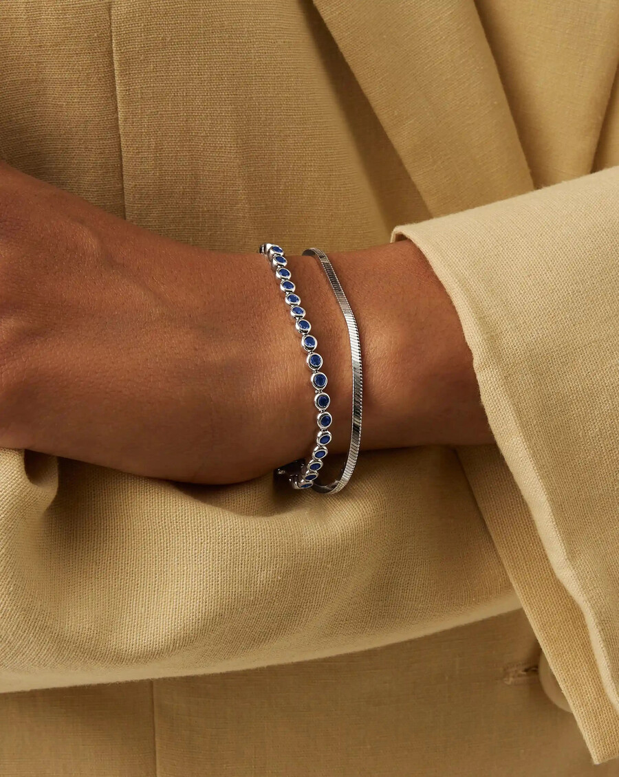 pulsera de tenis redonda - plataazul
