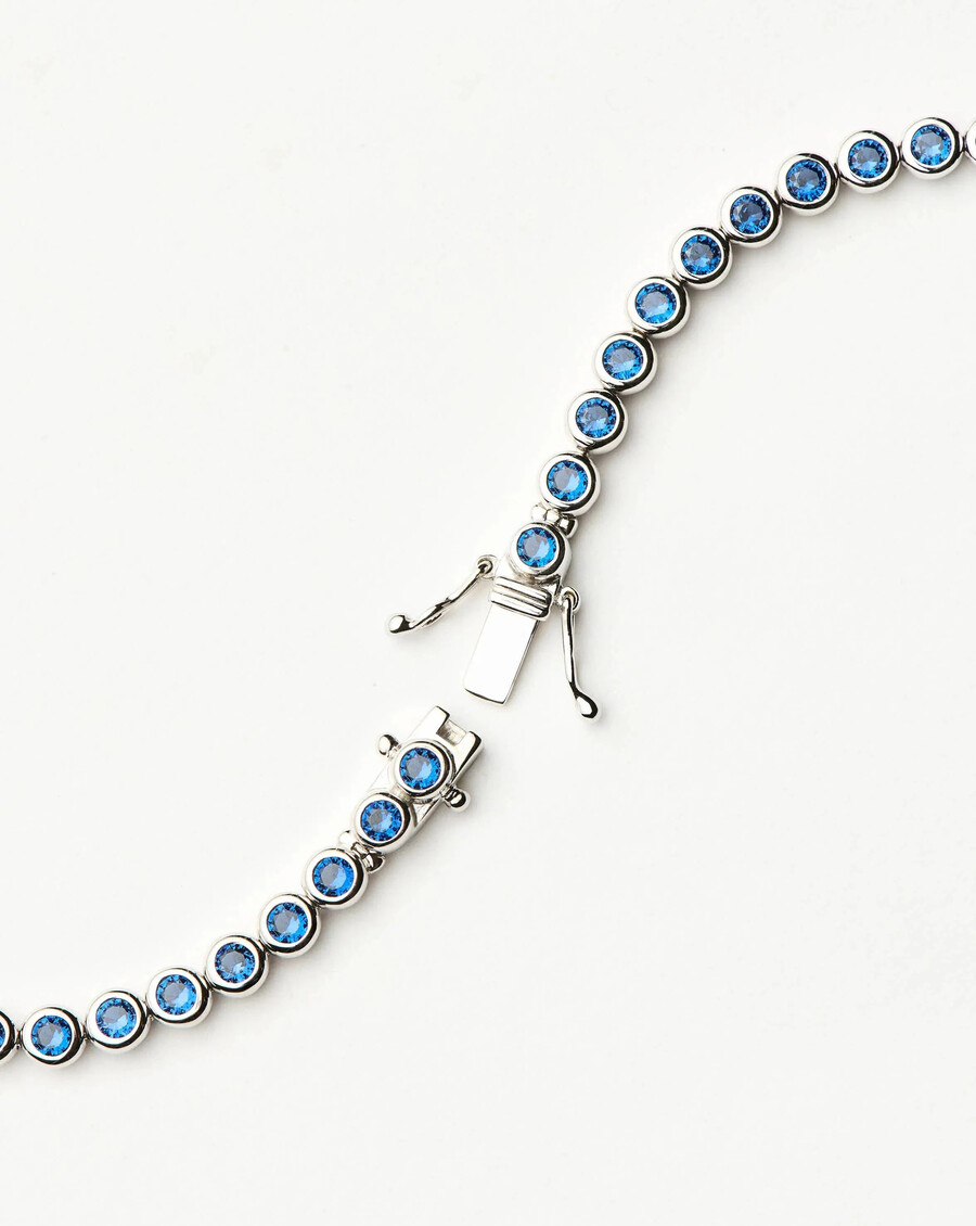 pulsera de tenis redonda - plataazul