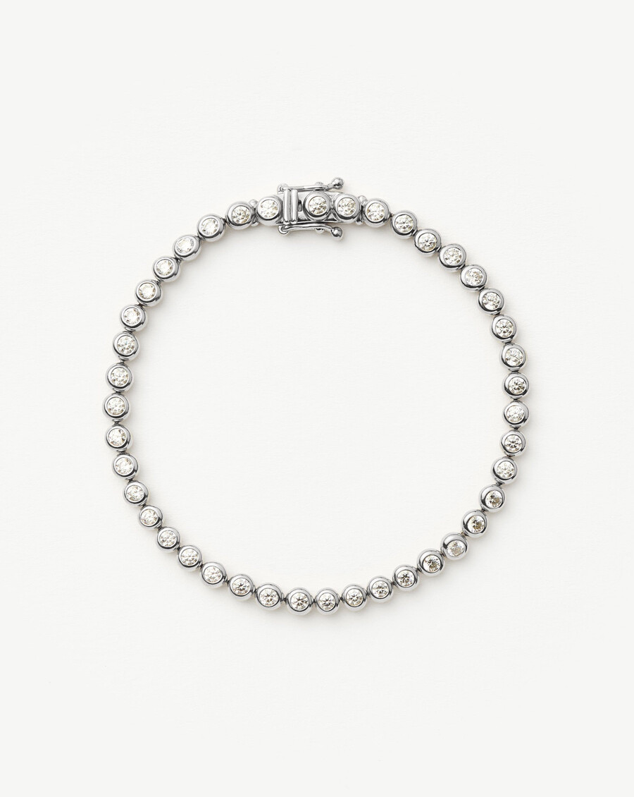 pulsera de tenis redonda - plata de ley con circonitas cúbicas