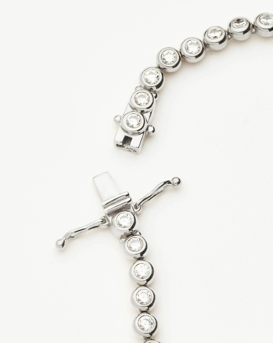 pulsera de tenis redonda - plata de ley con circonitas cúbicas