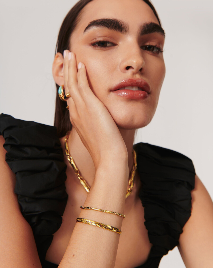 pulsera de cadena con cresta ondulada - oro