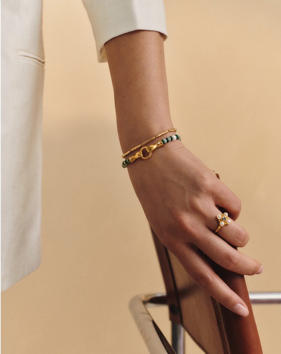 pulsera de cadena con cresta ondulada - oro
