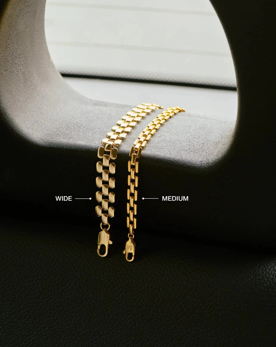 pulsera de cadena de eslabones de reloj - oro