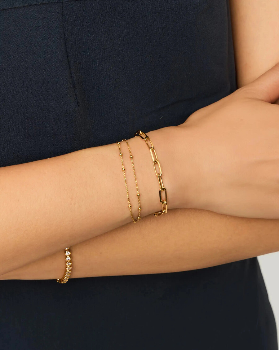 pulsera de doble cadena - oro