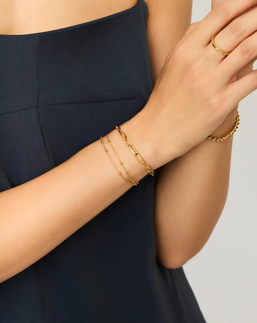 pulsera de doble cadena - oro