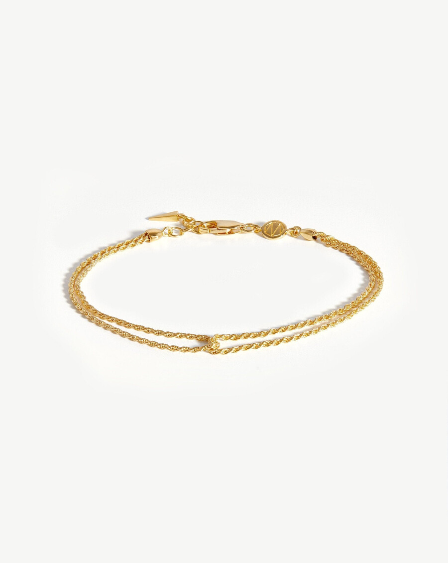 pulsera de doble cuerda - oro vermeil de 18 quilates