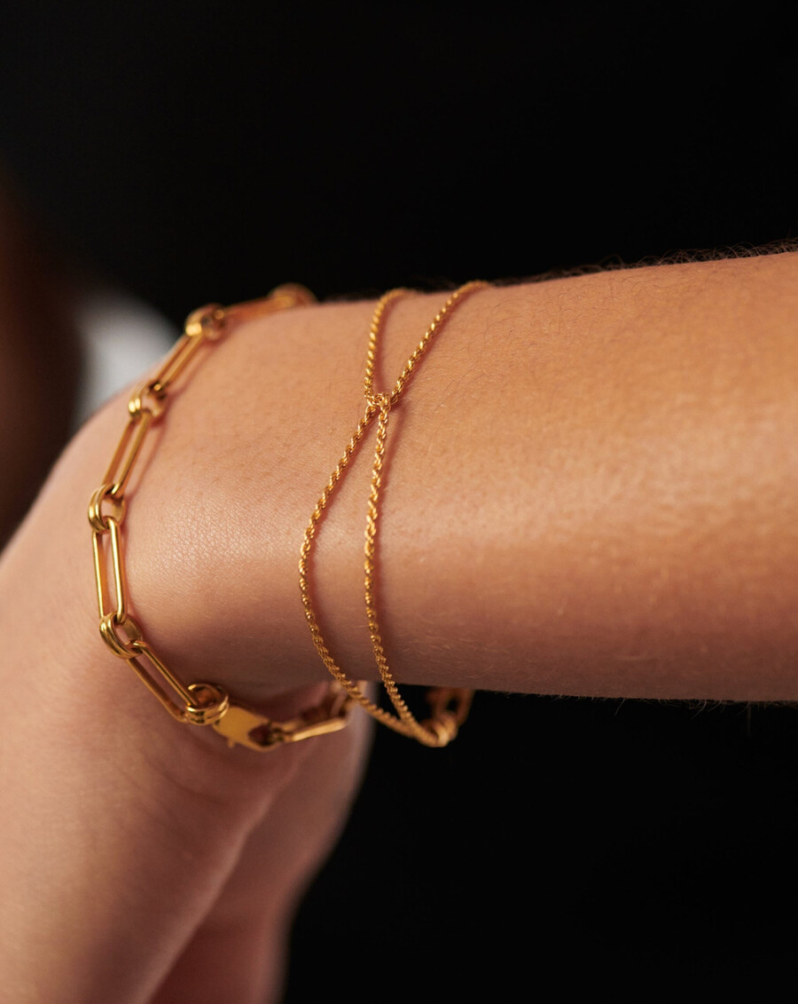 pulsera de doble cuerda - oro vermeil de 18 quilates