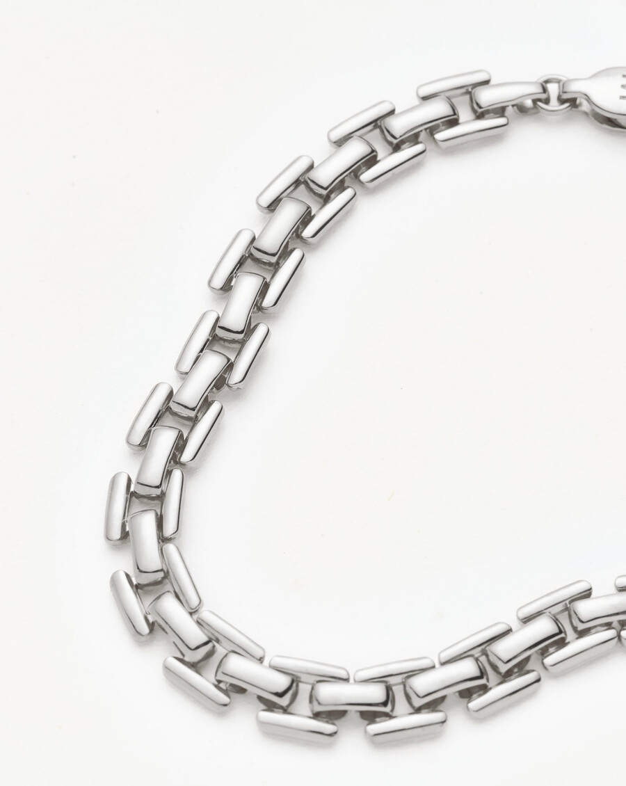 pulsera de cadena de eslabones de reloj - plata
