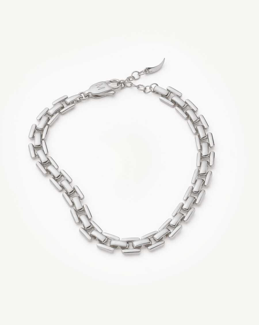 pulsera de cadena de eslabones de reloj - plata