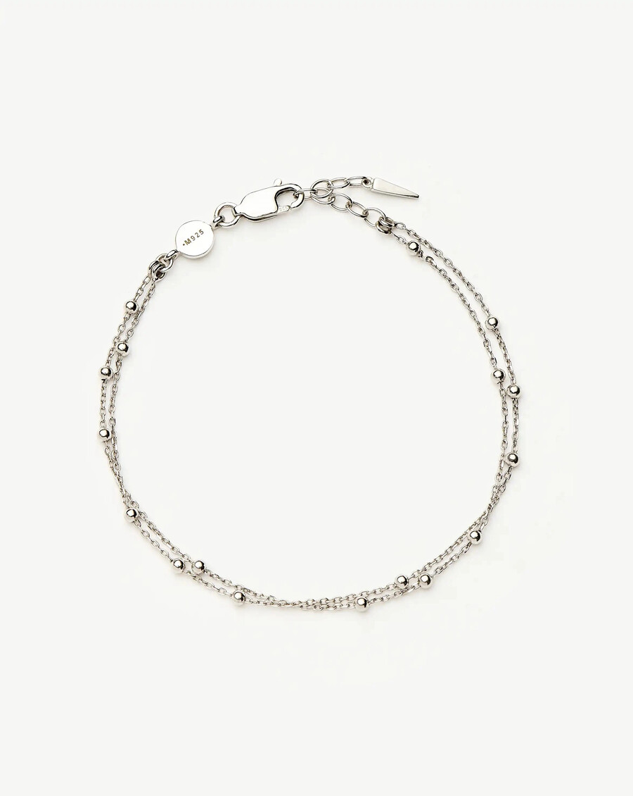 pulsera de doble cadena - plata