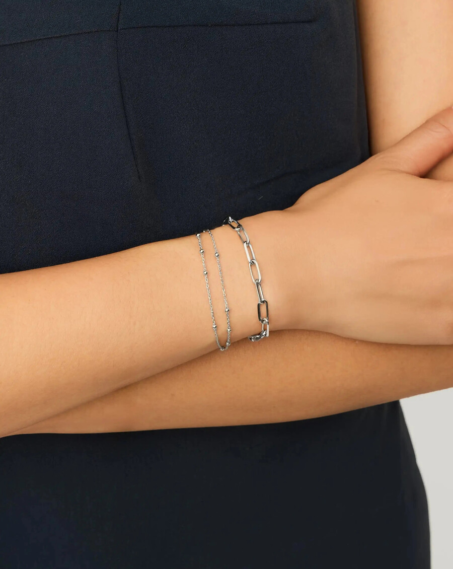 pulsera de doble cadena - plata