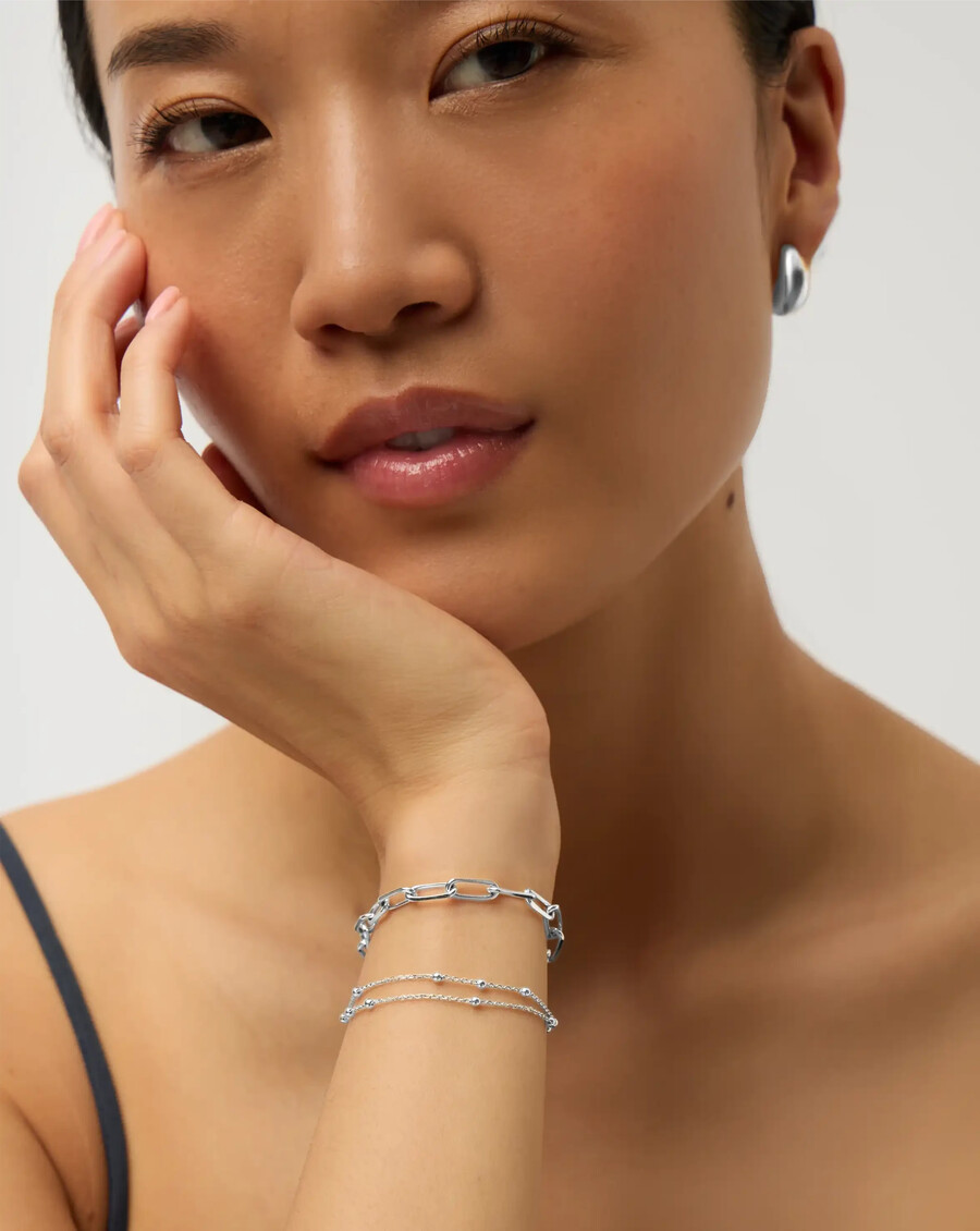 pulsera de doble cadena - plata