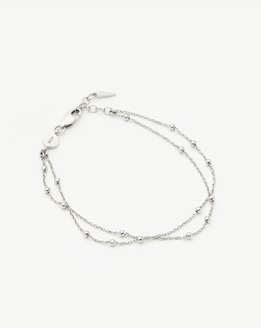 pulsera de doble cadena - plata