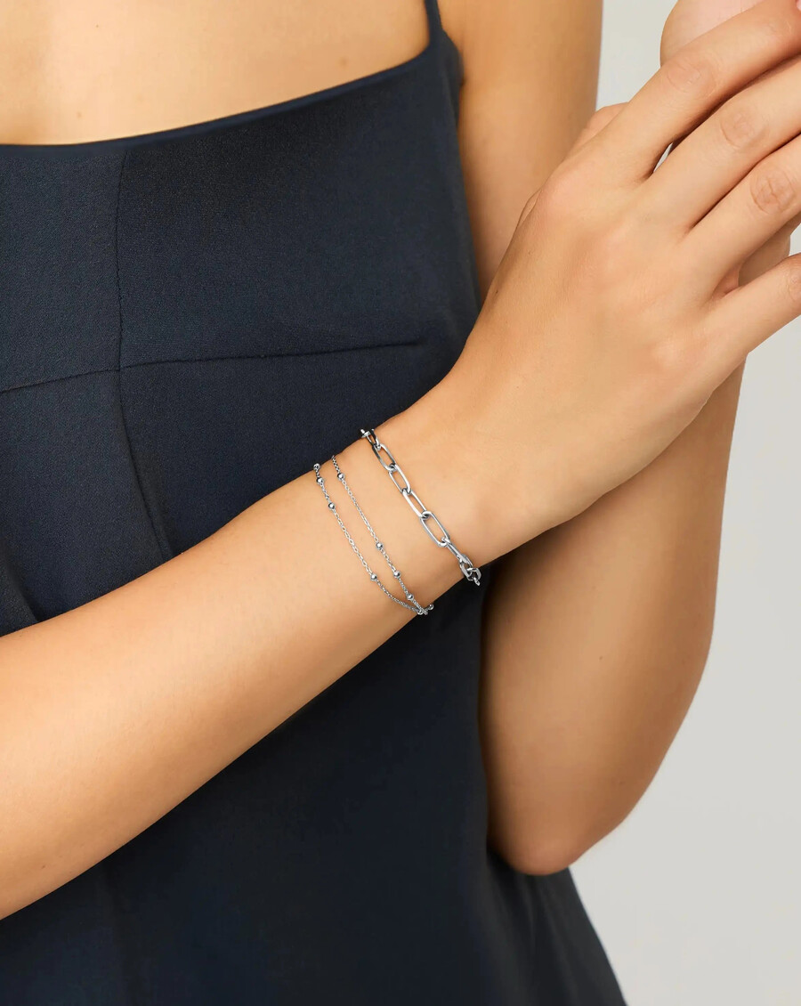 pulsera de doble cadena - plata