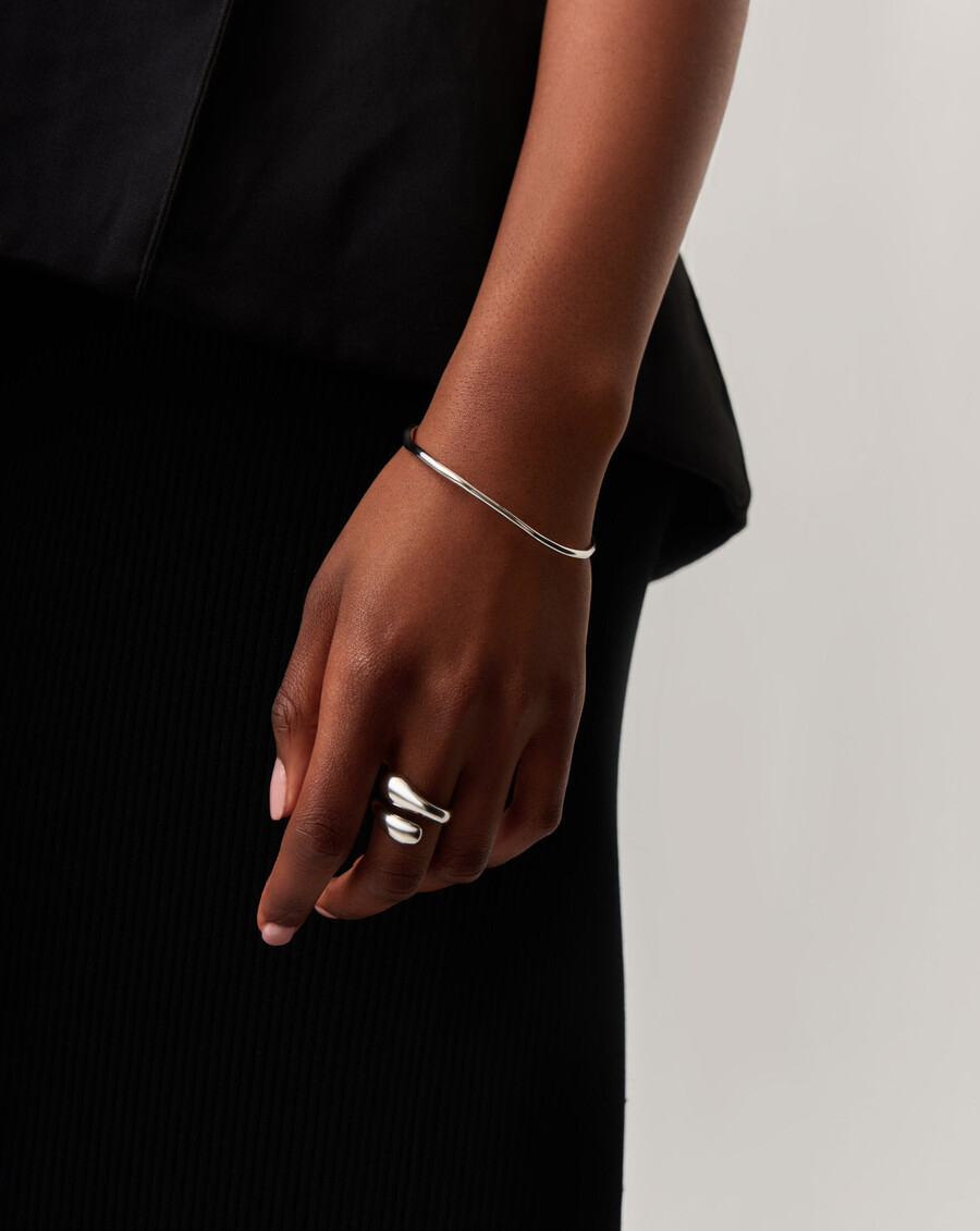 brazalete de ondas fundidas - plata