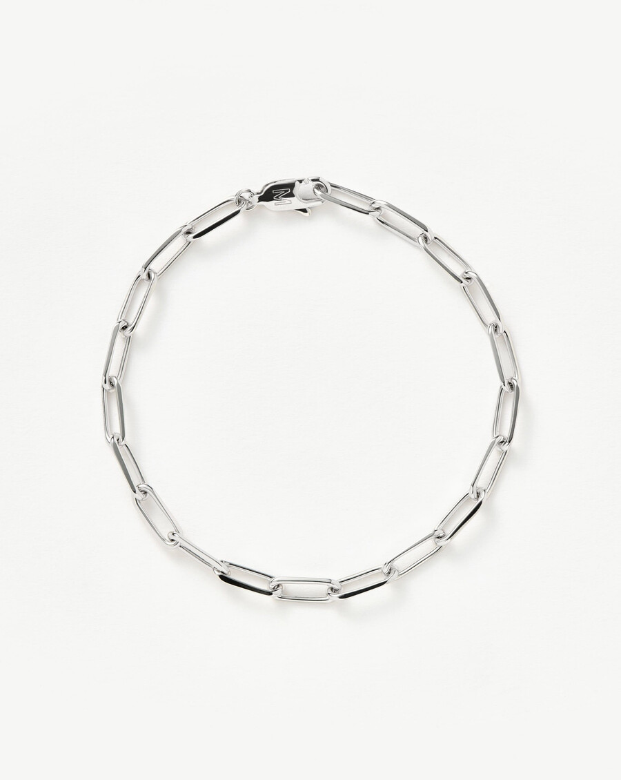 pulsera clásica de cadena con miniclip - plata