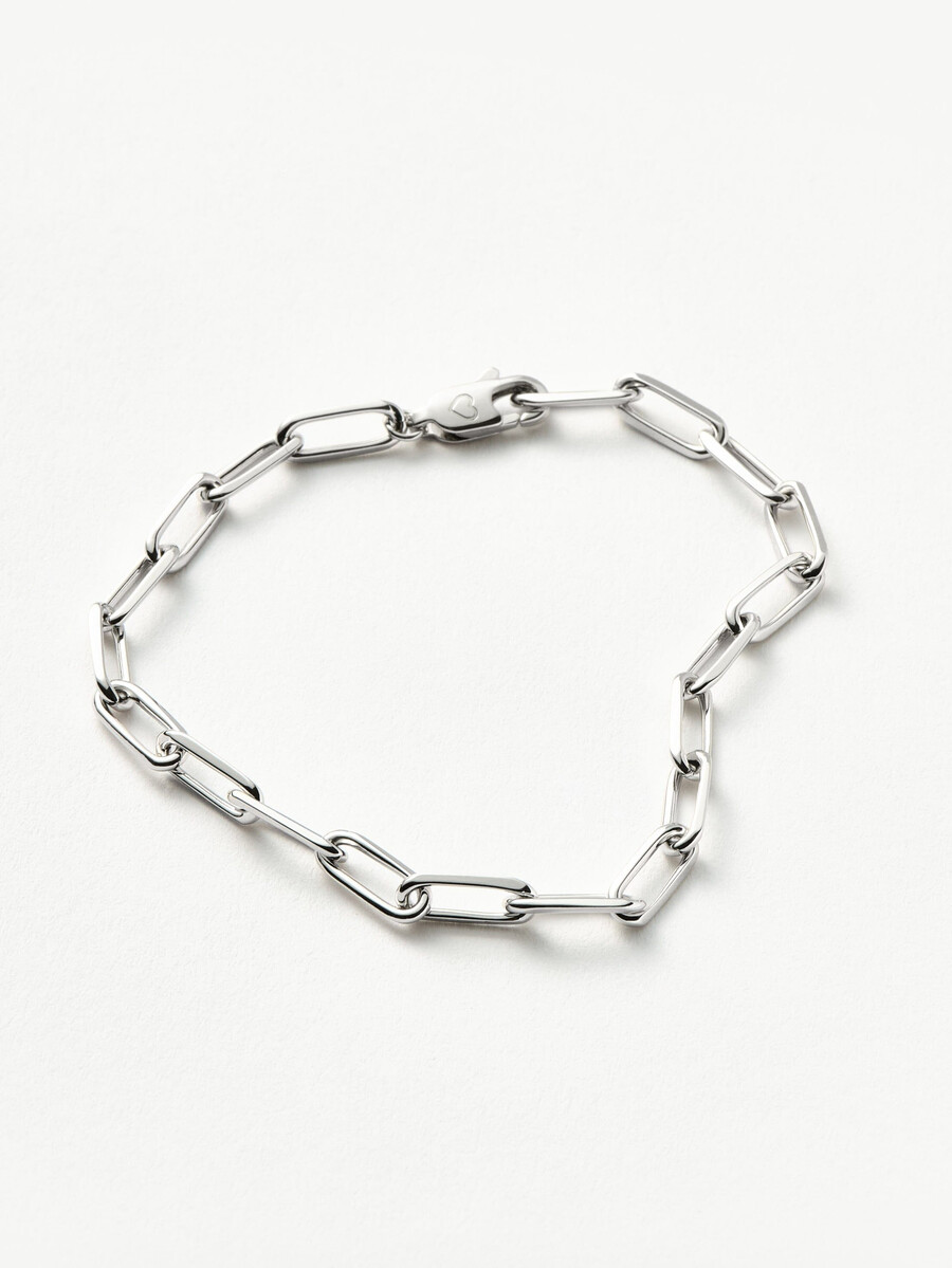 pulsera clásica de cadena con miniclip - plata