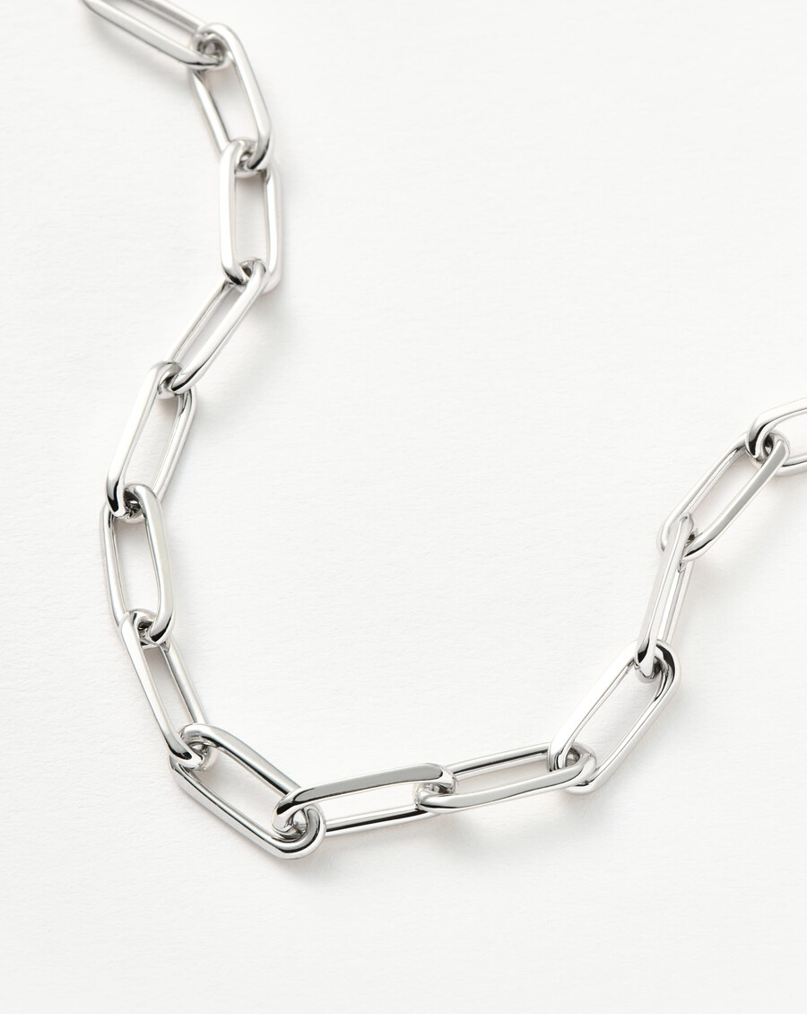 pulsera clásica de cadena con miniclip - plata