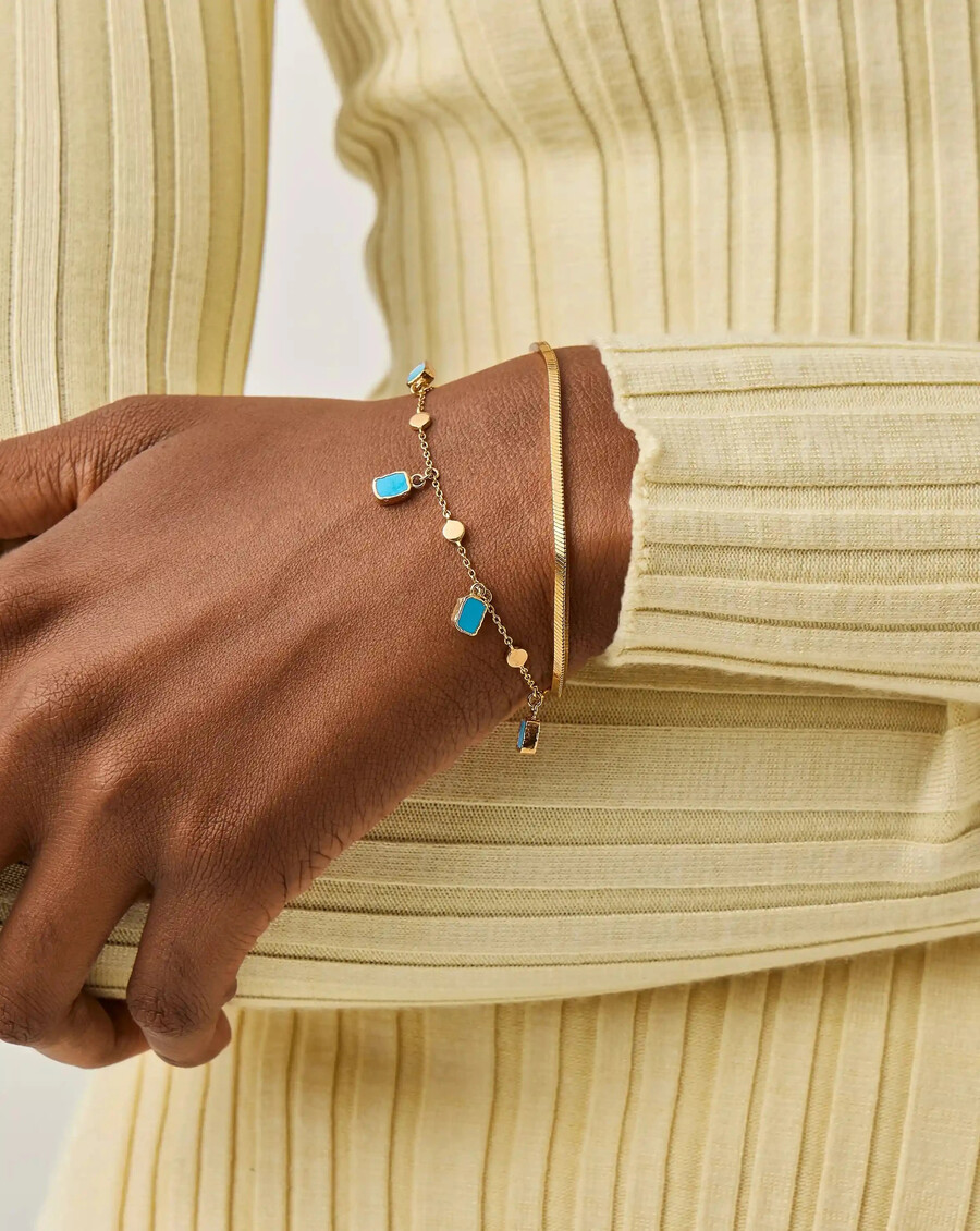 pulsera con dijes lena - oroturquesa