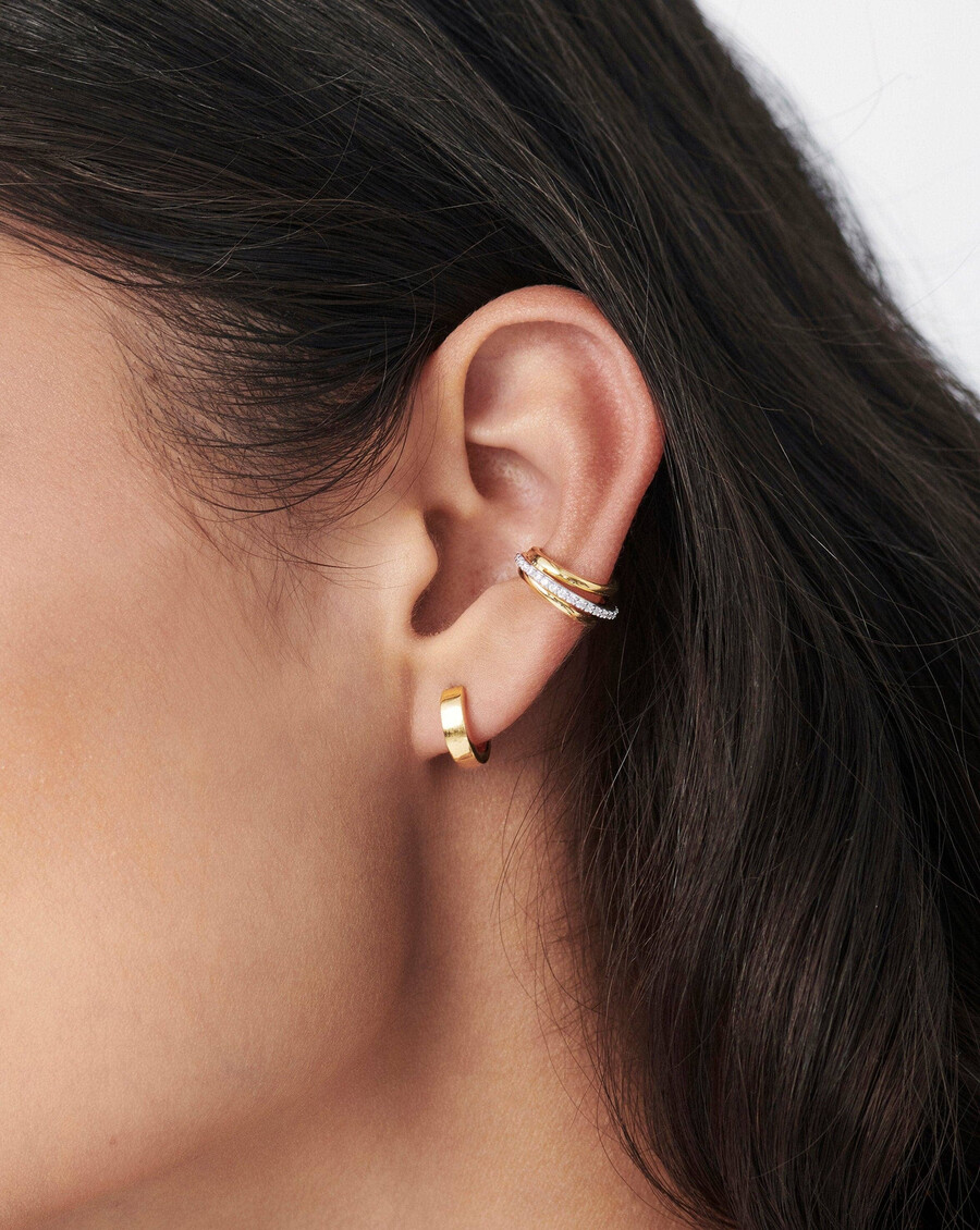 pendiente de aro celestial pavé - oro vermeil de 18 kcirconia cúbica