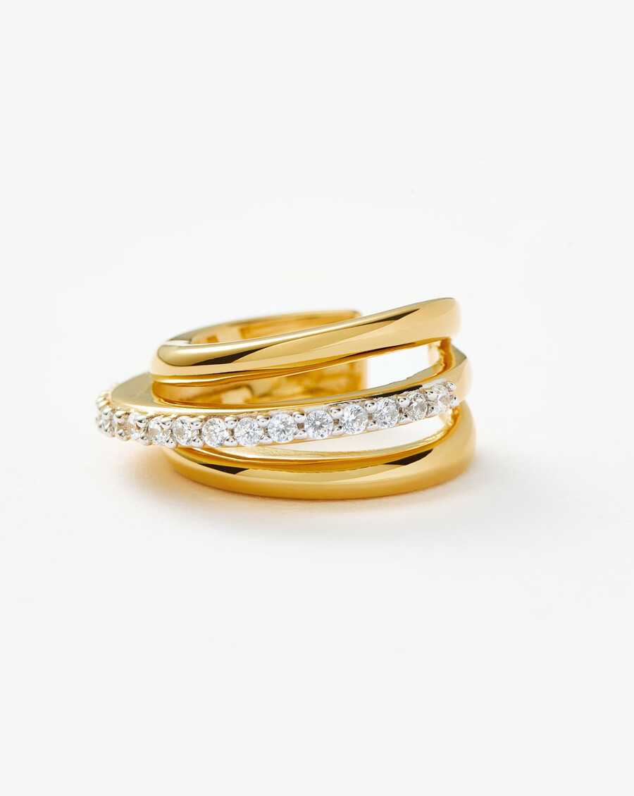 pendiente de aro celestial pavé - oro vermeil de 18 kcirconia cúbica
