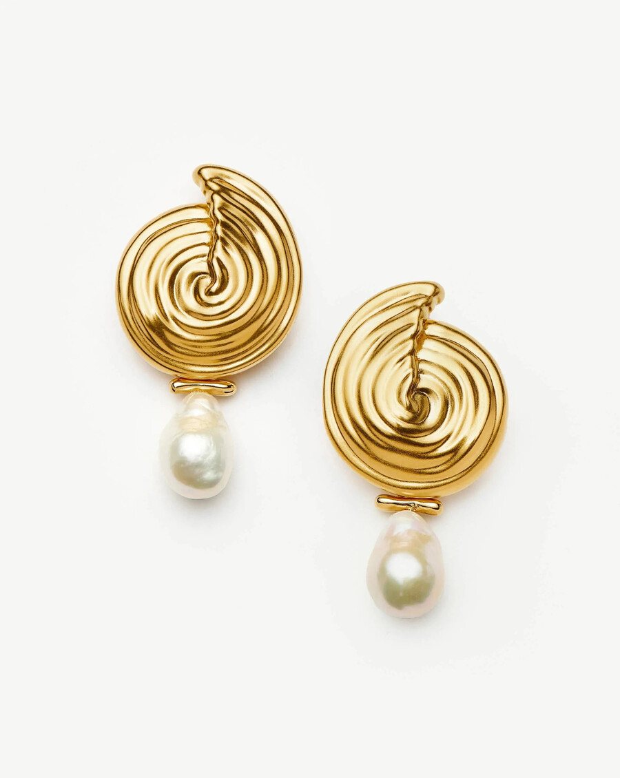 pendientes colgantes de perlas desmontables en espiral