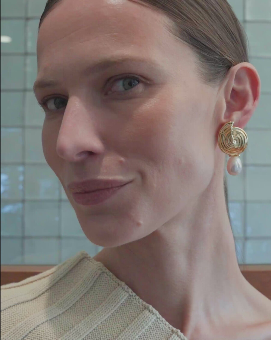 pendientes colgantes de perlas desmontables en espiral