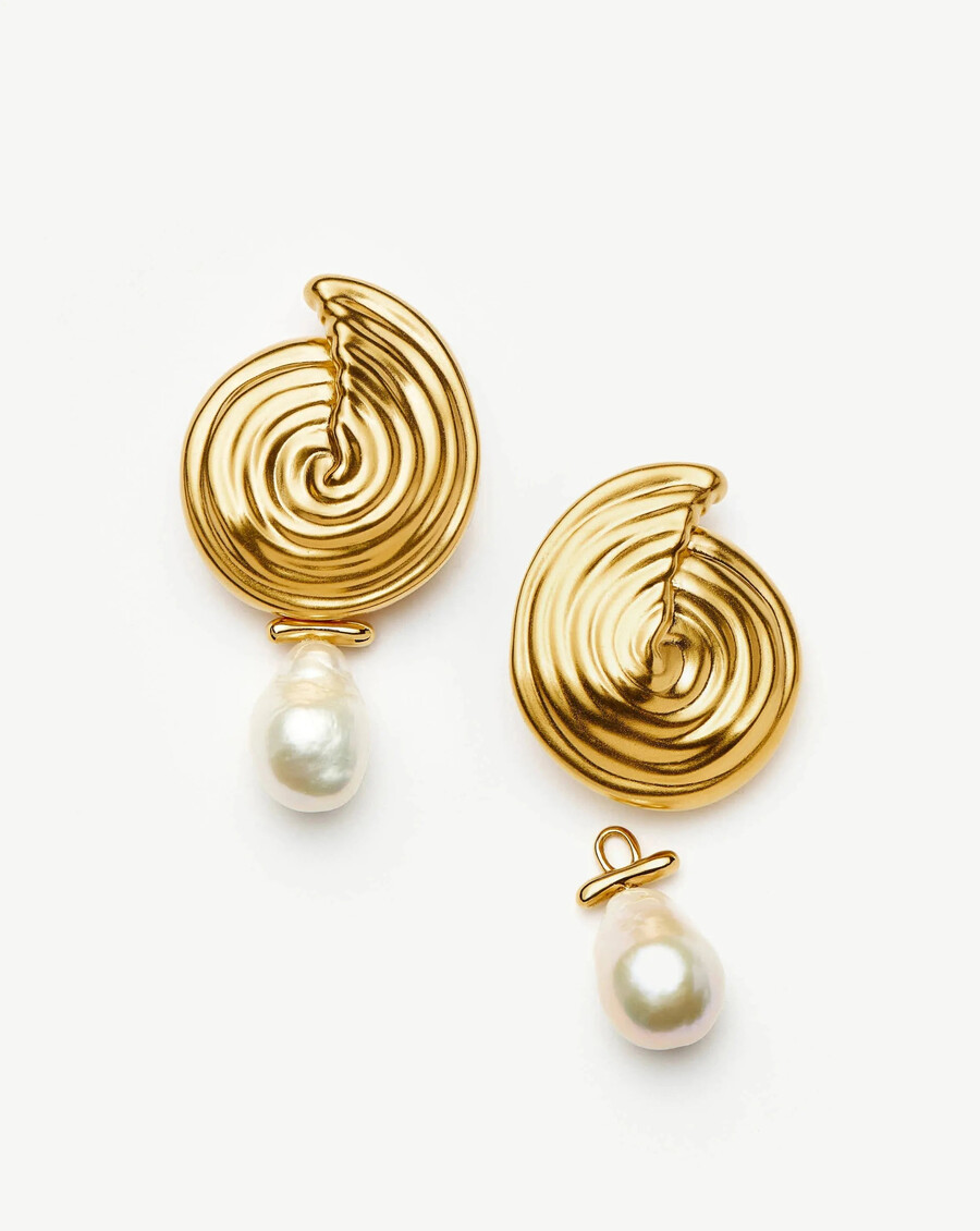 pendientes colgantes de perlas desmontables en espiral