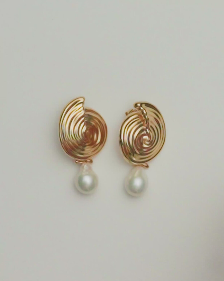 pendientes colgantes de perlas desmontables en espiral