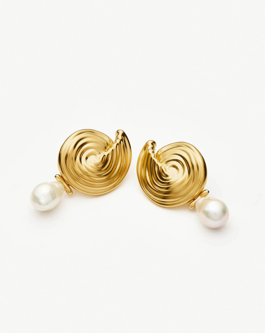 pendientes colgantes de perlas desmontables en espiral