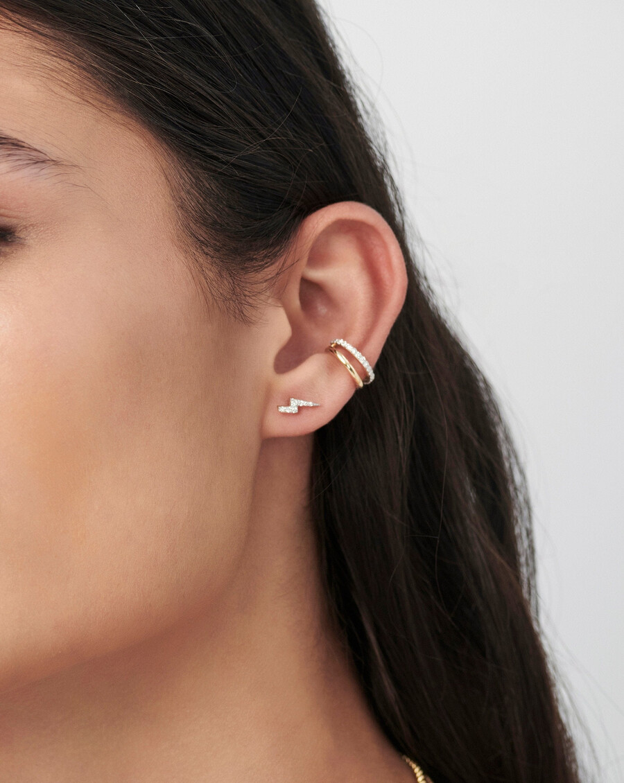 pendientes de diamantes finos con forma de rayo