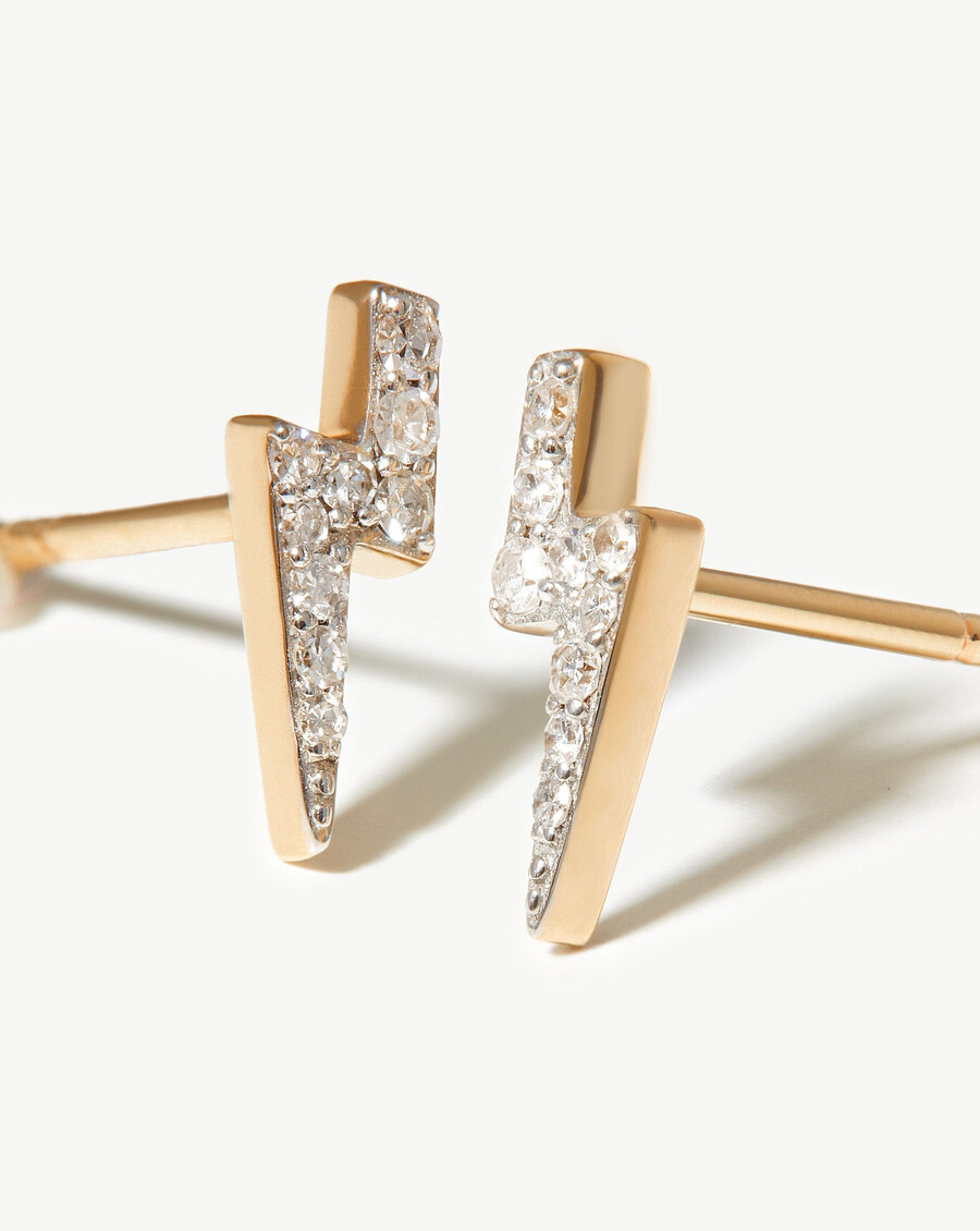 pendientes de diamantes finos con forma de rayo